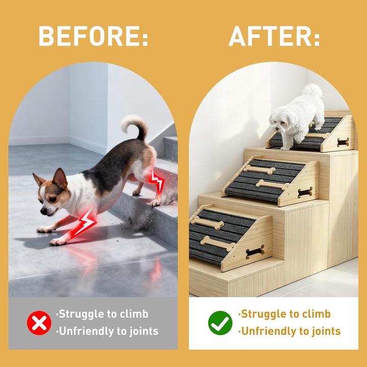 Hundetreppe 25cm Innen Hunderampe für kleine Hunde Sofa Haustiertreppe aus Holz Hundekletterrampe Ka