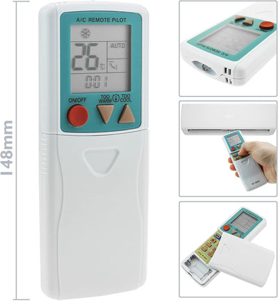 BeMatik - Universal Fernbedienung für Klimaanlage und Heizung 148x56x14 mm