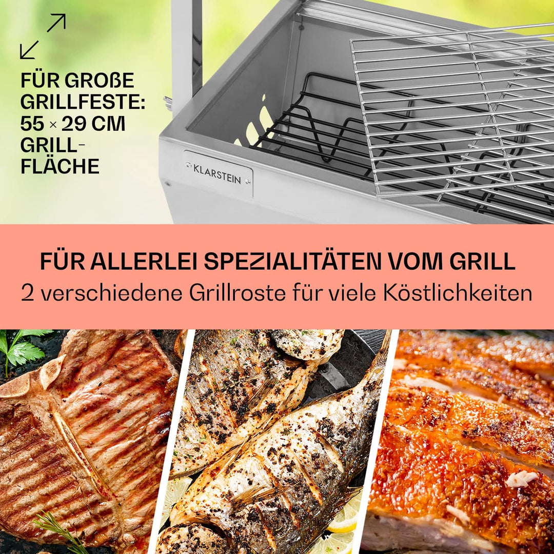 Klarstein 2-in-1 Rotisserie Grill mit Motor, Mini, mit Drehspiess, Elektrischer Spiessgrill für Hähn