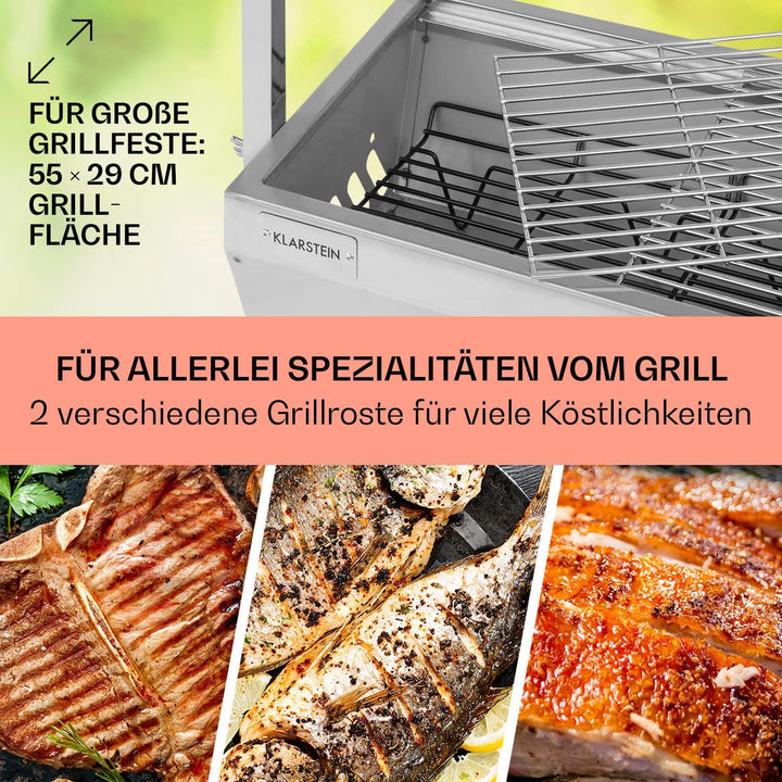Klarstein 2-in-1 Rotisserie Grill mit Motor, Mini, mit Drehspiess, Elektrischer Spiessgrill für Hähn