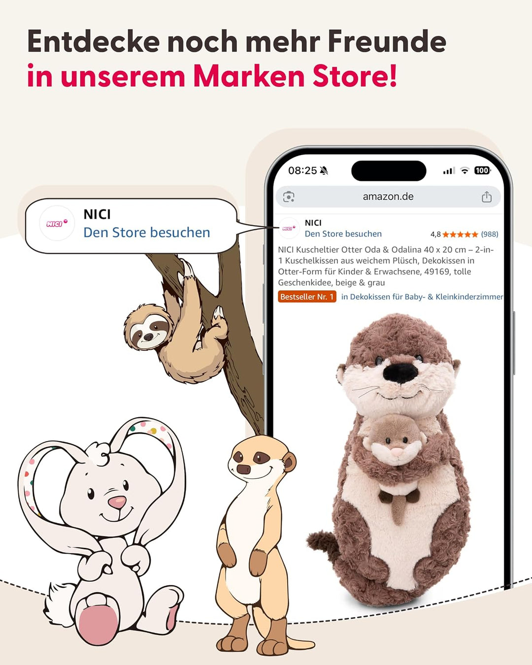 NICI Kuscheltier Fuchs Fridalie 25cm orange - Stofftier aus weichem Plüsch, niedliches Plüschtier zu