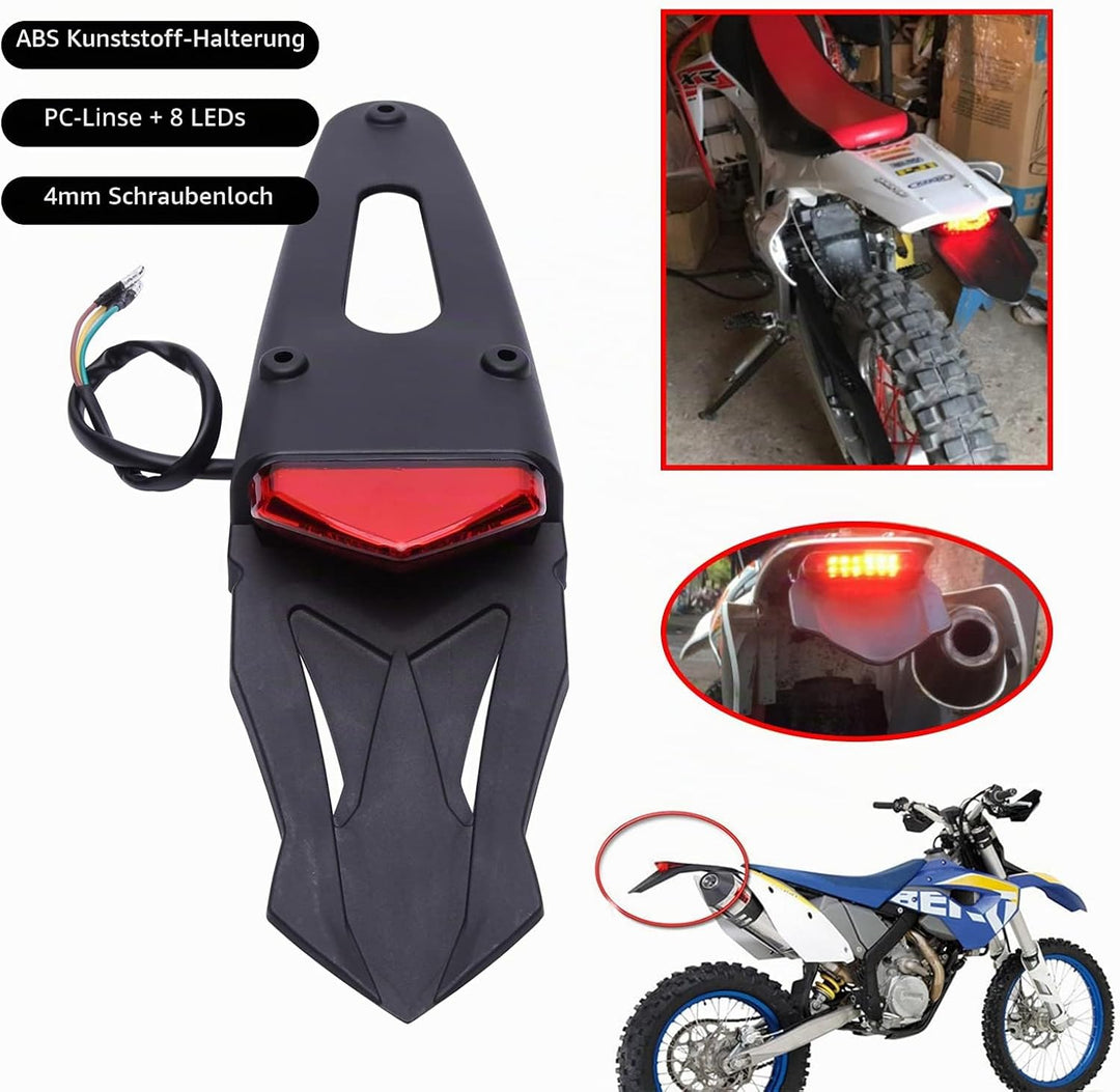 JMTBNO LED Motorrad Rücklicht E-geprüft mit Kennzeichen Halterung Rotem LED Bremslicht Weisse Kennze