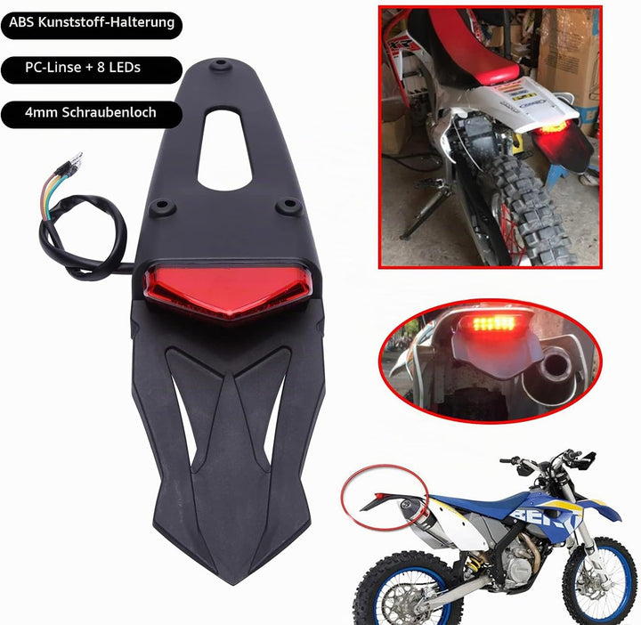 JMTBNO Motorrad Dirt Bike Fender LED Rücklicht Blinker 12V Heckleuchten Hinten Bremslicht Kennzeichn
