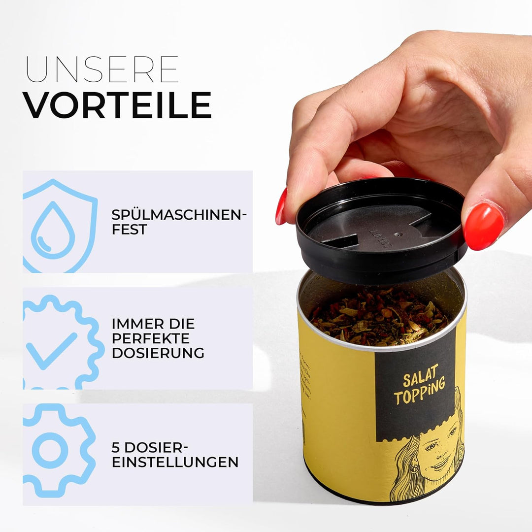 Graft Aufsatz für Gewürzdosen | 8 Stück | Passend für Just Spices Gewürze | Streuaufsatz für perfekt