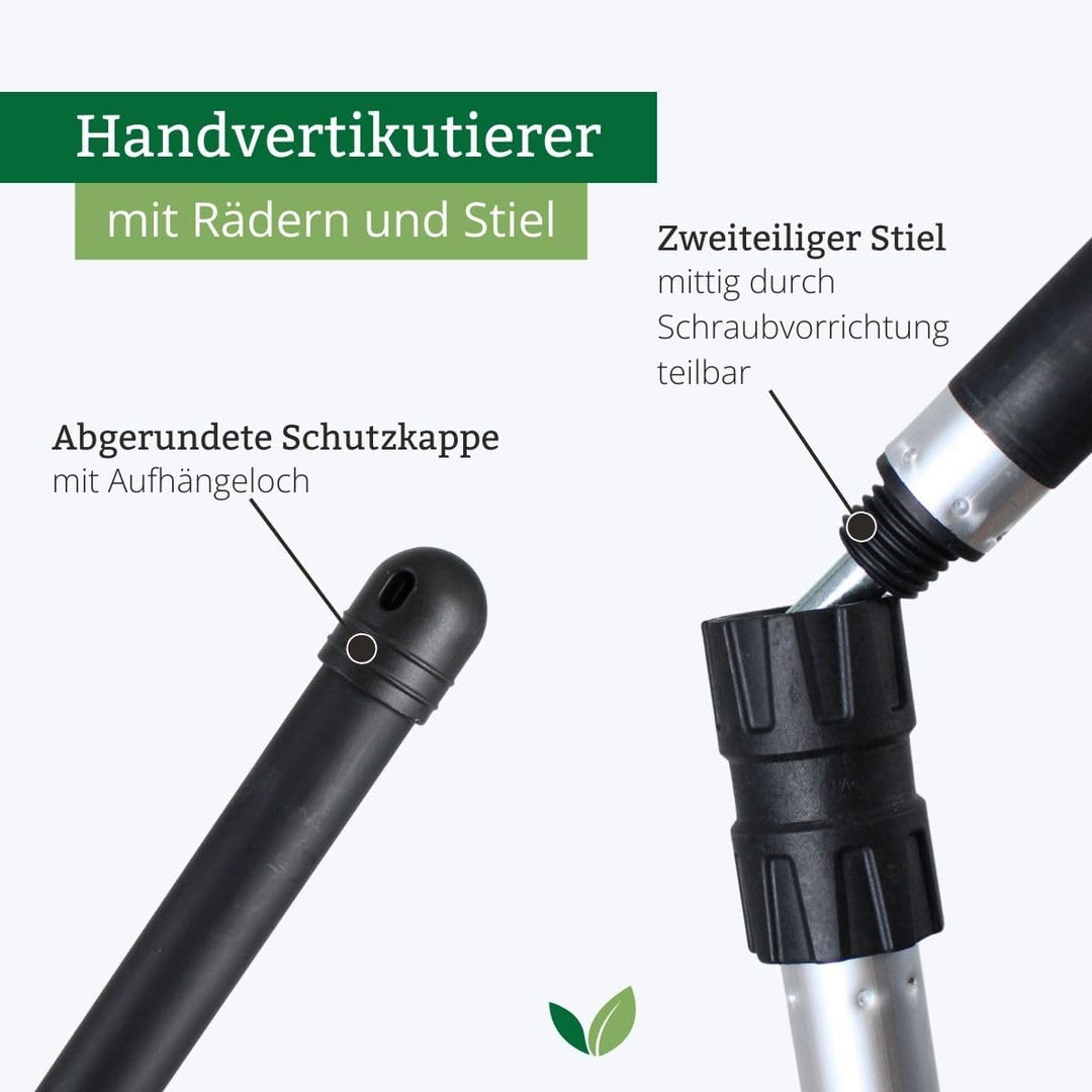 Rekord Handvertikutierer (Stahl) Arbeitsbreite 32 cm mit Aluminiumstiel (180 cm) Rasenlüfter, Moosen