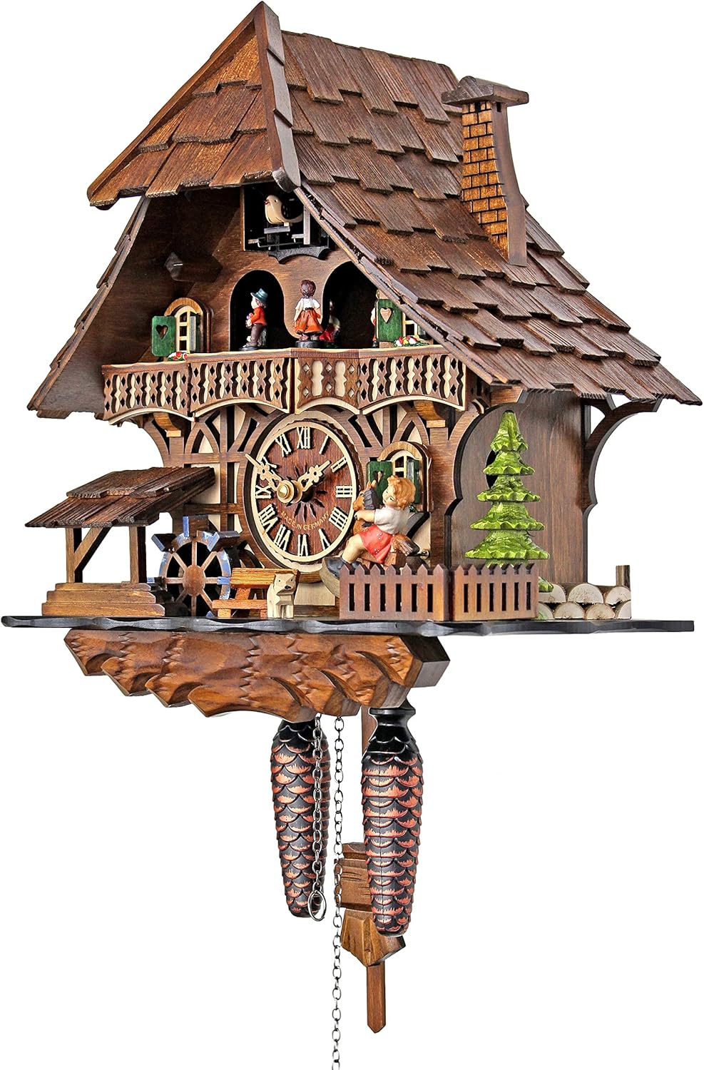 Traditionelle Kuckucksuhr Schwarzwaldhaus mit Tänzern [Küche & Haushalt]