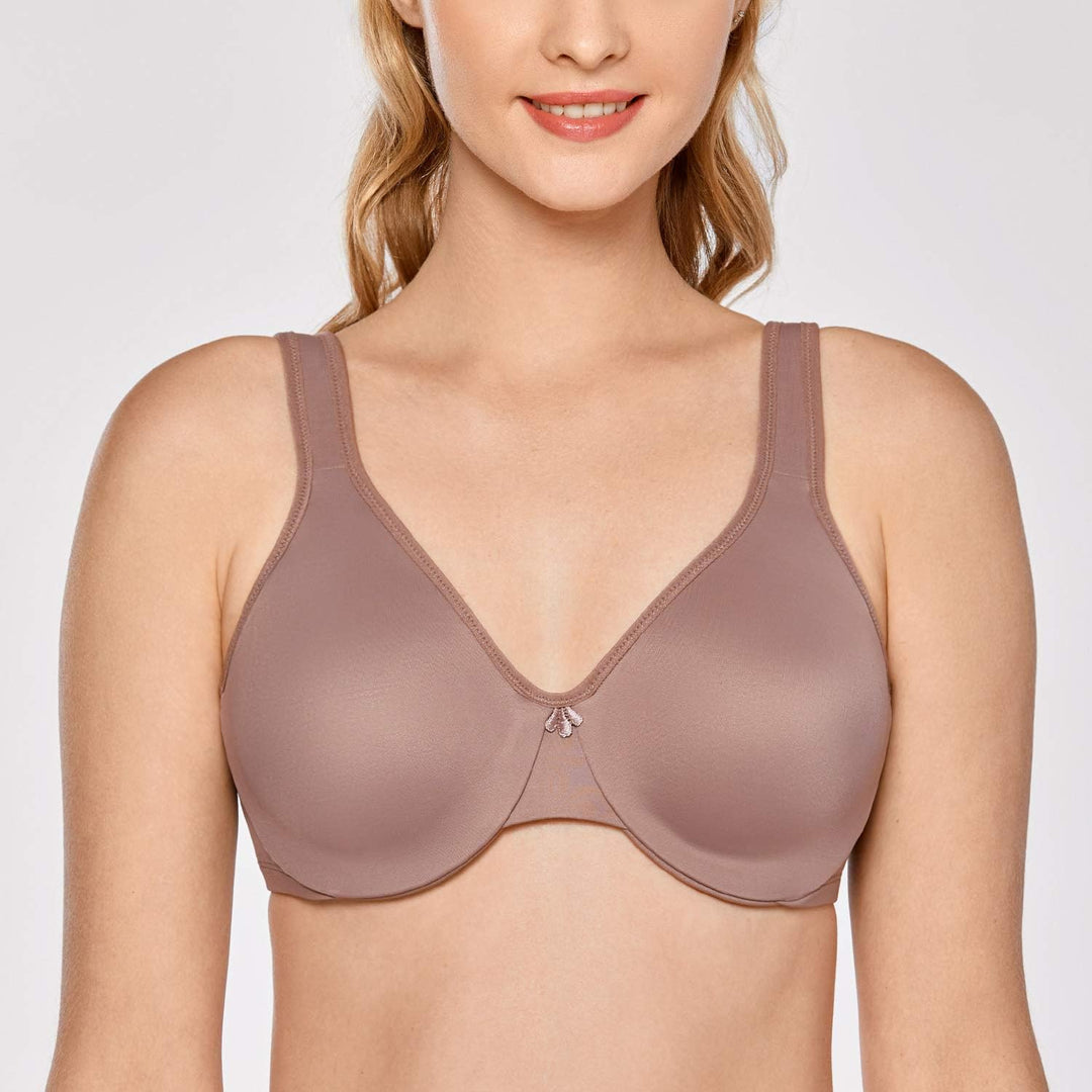 DELIMIRA Damen Minimizer BH mit Bügel Grosse Brüste Starker Halt Seamless Tshirt BHS Soft 75B Mochac