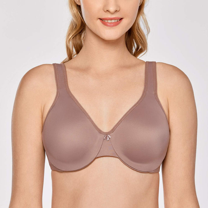 DELIMIRA Damen Minimizer BH mit Bügel Grosse Brüste Starker Halt Seamless Tshirt BHS Soft 75B Mochac