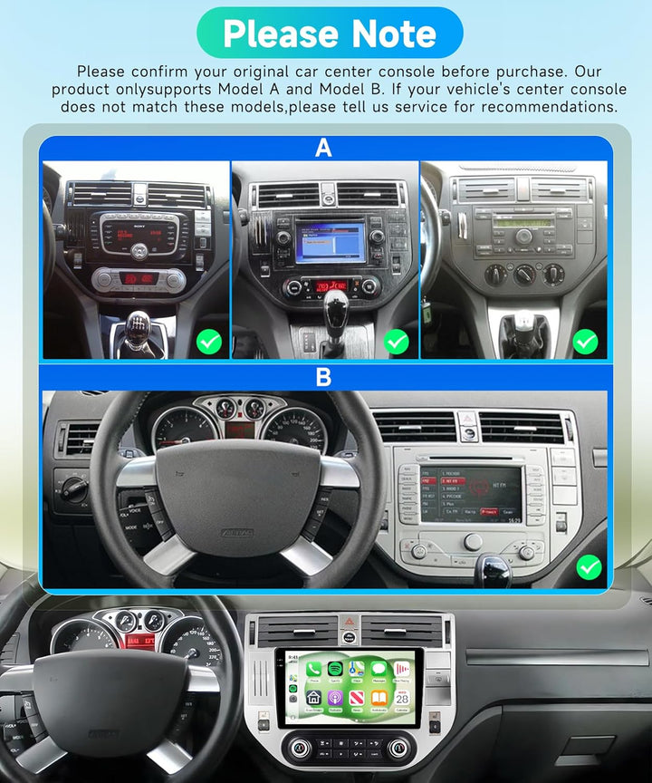 Rimoody 4G+128G Android Autoradio für Ford Kuga 2008-2012 mit Klimaanlage-Bedienpanel Wireless Carpl