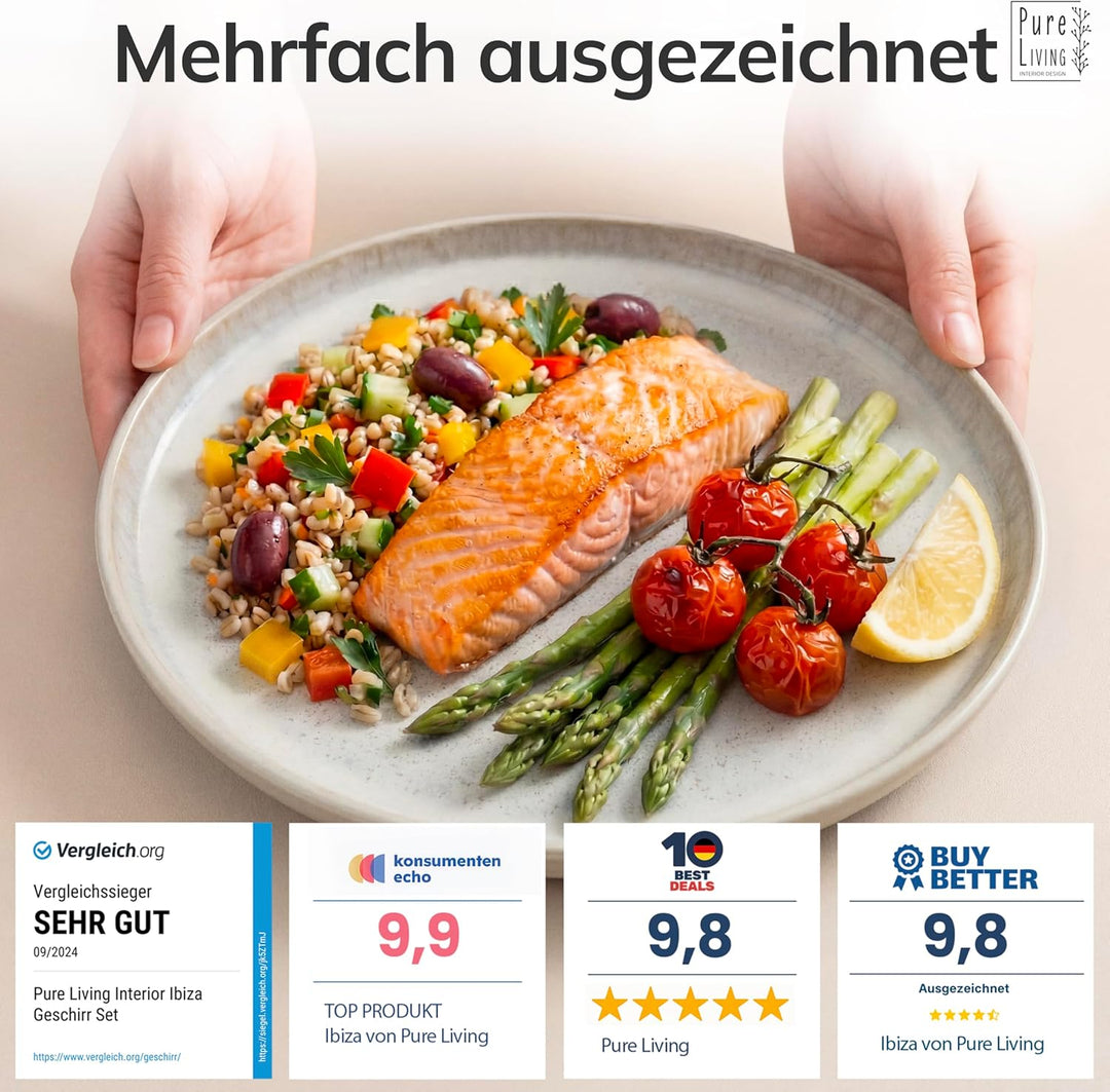 Steingut Kaffeetassen 6 Personen Ibiza TESTSIEGER, Traumhaftes Mediterranes Steingut Tassen Set, Sty