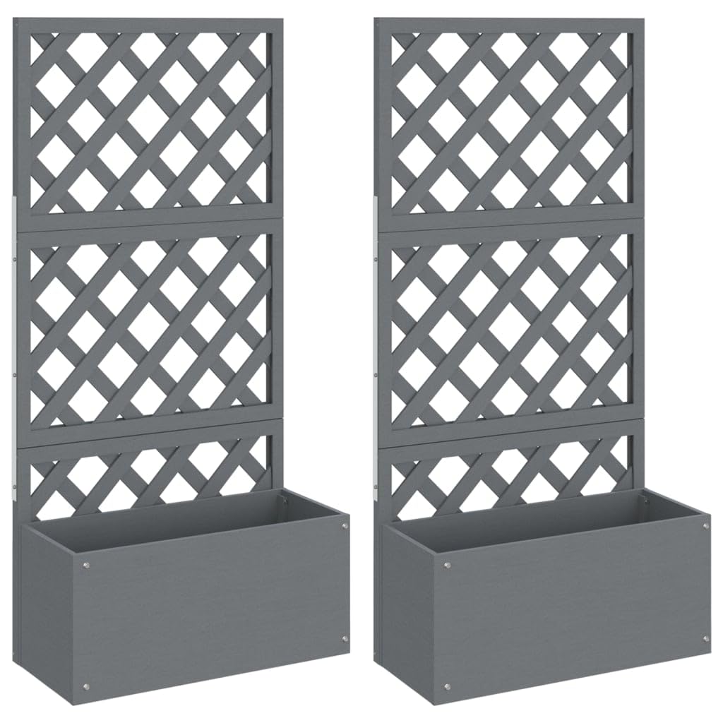 vidaXL Blumenkästen mit Rankgittern 2 STK. Grau 65x33x135 cm WPC Grau 2/65 x 33 x 135 cm, Grau 2/65