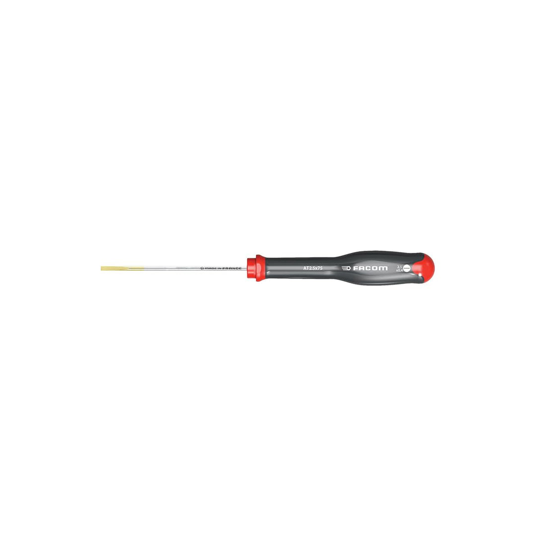 FACOM AT2.5X75 Schraubendreher Protwist für Schlitzschrauben – gefräste Klinge Schwarz 2,5 x 75 mm,