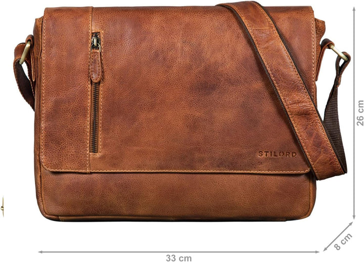 STILORD 'Davis' Messenger Bag Leder 13 Zoll Laptop Tasche Vintage Umhängetasche Schultertasche für U