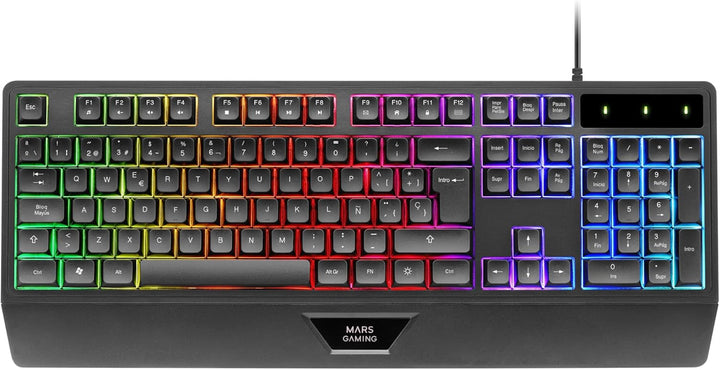 Mars Gaming MCP124PRO, Spanisch, Gaming-Combo 4in1, RGB H-Mech-Tastatur mit Handballenauflage, RGB-M