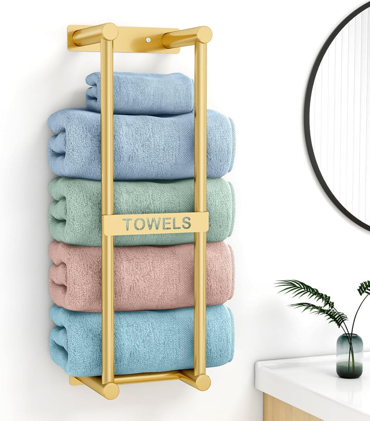 Handtuchregal Badezimmer Wand Handtuchhalter Golden 56cm Gästehandtuchhalter Wandmontage 3X Grosse G