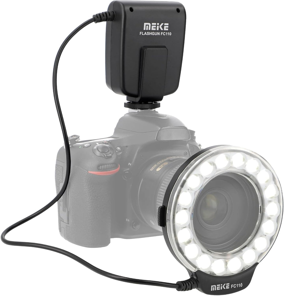 Makro Ringblitz FC-110, Ringleuchte Passend für Canon EOS DSLR, SLR Kameras, Blitz- und Dauerlicht,