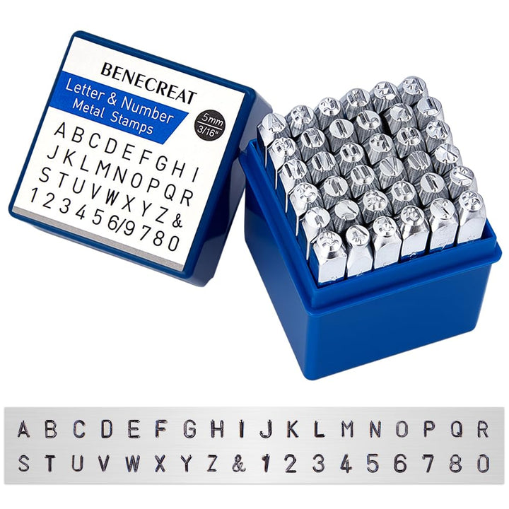 BENECREAT 36 Pack 5mm Alphabet und arabischen Ziffern Briefmarken, Metall Punch Stempel Stanzwerkzeu