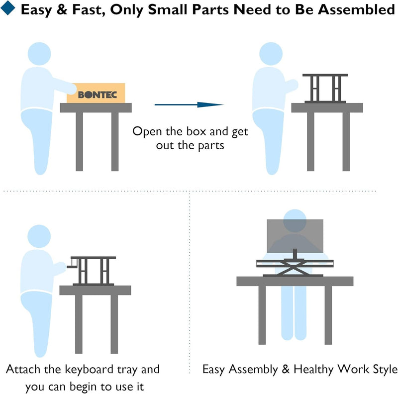 BONTEC Steh-Sitz Schreibtisch Steharbeitsplatz Stehpult Standtisch Ergonomische Höhenverstellbar für