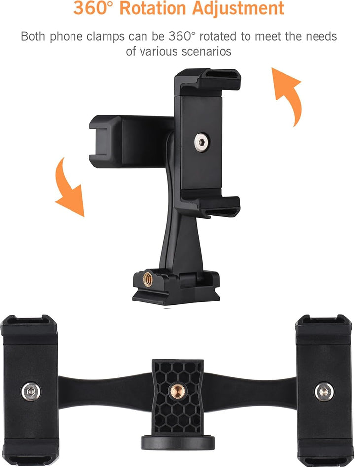 Andoer Smartphone-Video-Kit, Universal Handystativhalter mit Zwei Telefonhalterungen 4 Kaltschuhhalt