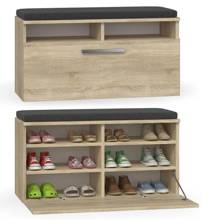 BDW Schuhschrank Schuhbank mit Sitzfläche Schuhregal, Schuhkipper, 85x35x45cm - Flur, Wohnzimmer, Sc