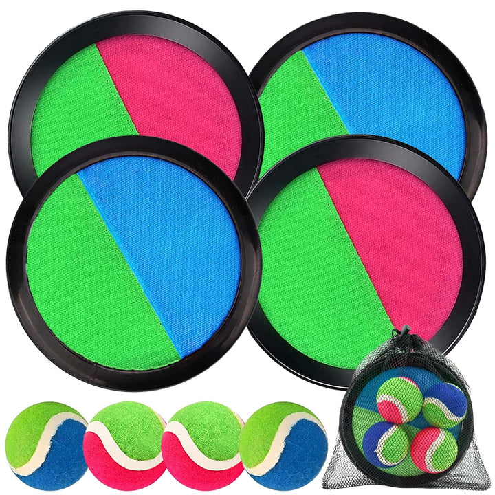 Klettballspiel Klettball Set mit Fangscheiben Bälle, Klettballspiel für Kinder, Ballspiele Klettspie