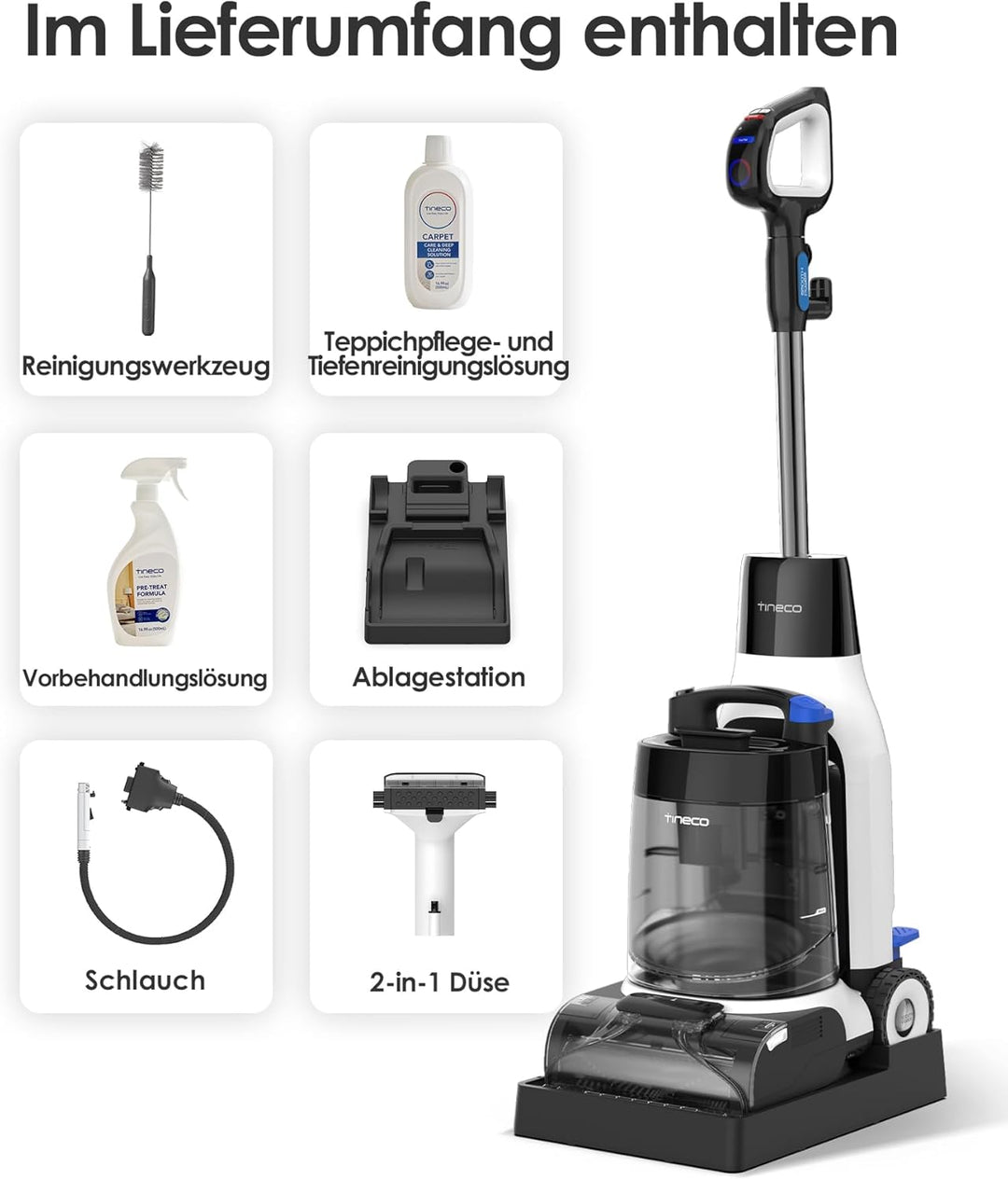 Tineco CARPET ONE Cruiser Teppichreiniger Nasssauger, Smartes Polsterreiniger Waschsauger mit 3-Stuf