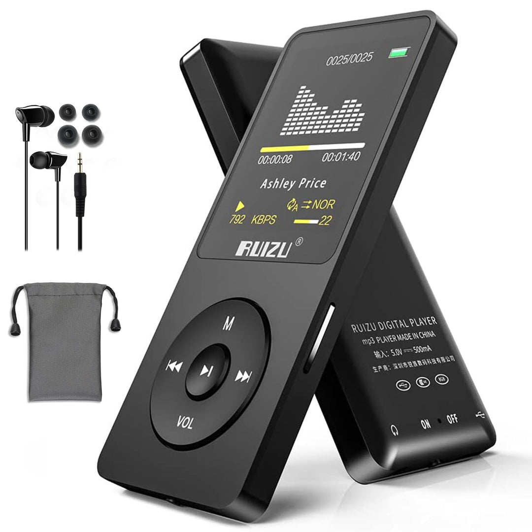 RUIZU MP3 Player 64GB Bluetooth 5.3 mit Tastensteuerung Schwarz, Schwarz