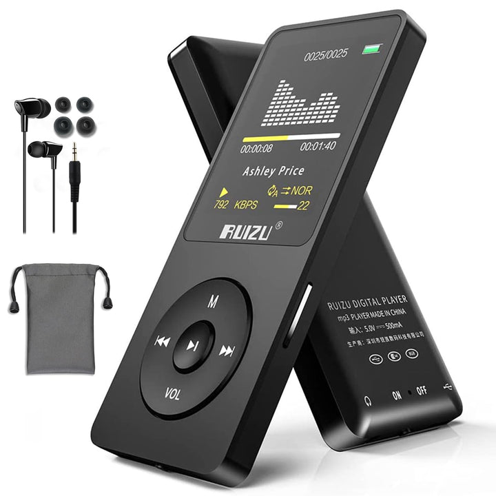 RUIZU MP3 Player 64GB Bluetooth 5.3 mit Tastensteuerung Schwarz, Schwarz