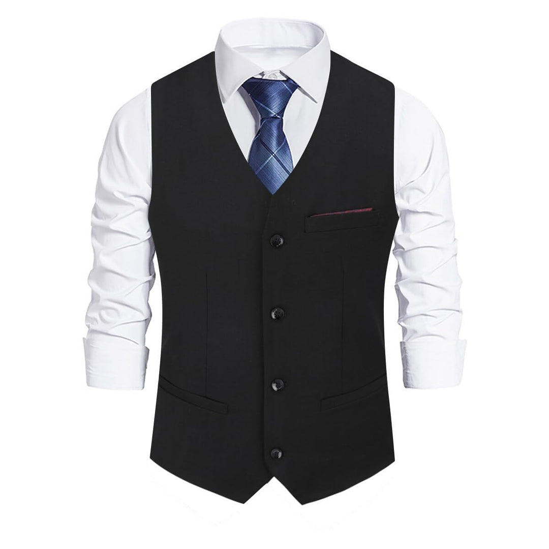 Allthemen Herren Weste Slim fit V Ausschnitt Anzugweste Ärmellose Westen für Business Hochzeit M #92