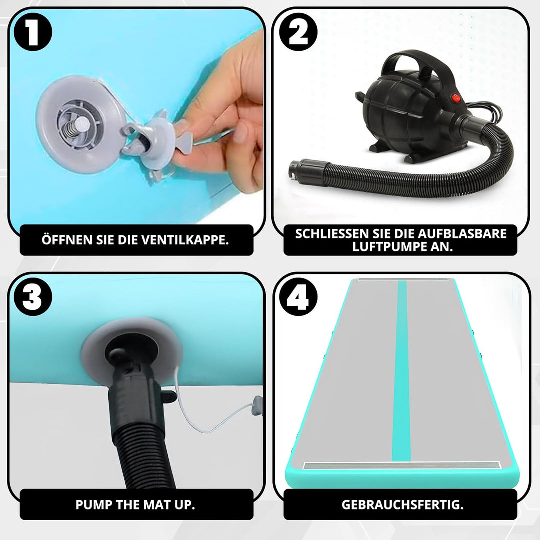 3 M Air Track-Turnmatte Mit Elektrischer Pumpe – 10 Cm Dicke Aufblasbare Tumbling-Matte | Tragbarer