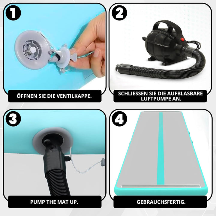 3 M Air Track-Turnmatte Mit Elektrischer Pumpe – 10 Cm Dicke Aufblasbare Tumbling-Matte | Tragbarer