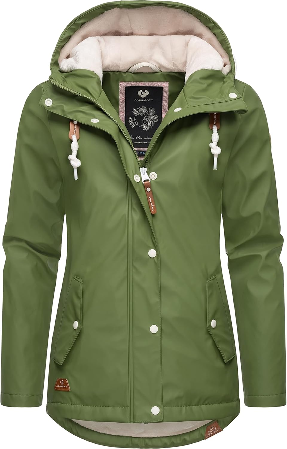 Ragwear Damen Winterjacke kurze Regenjacke wasserdicht warm gefüttert mit Kapuze Marge XS-6XL L Oliv