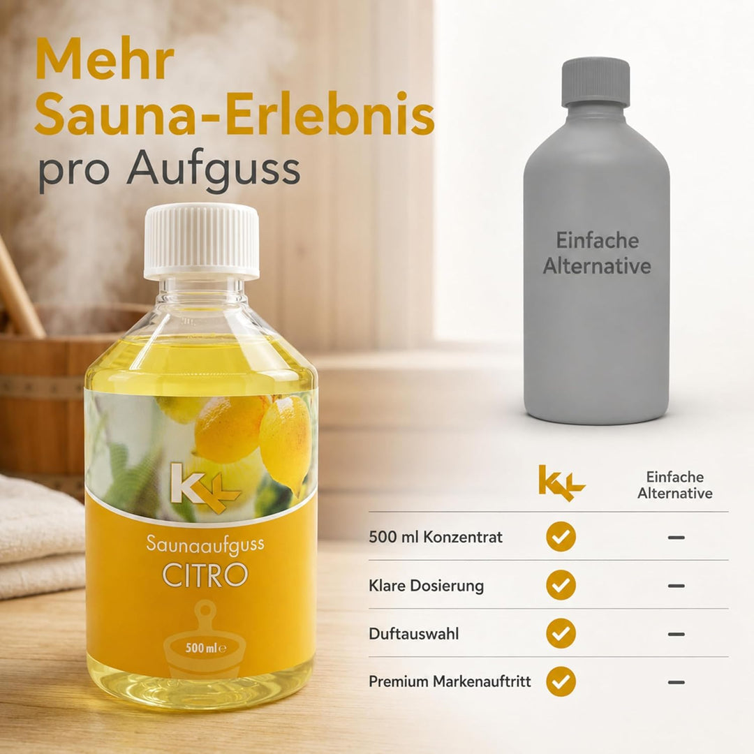 KK Sauna Aufguss Konzentrate PREMIUM | 500 ml Flasche | Made in Germany | Wellness für Zuhause | Cit