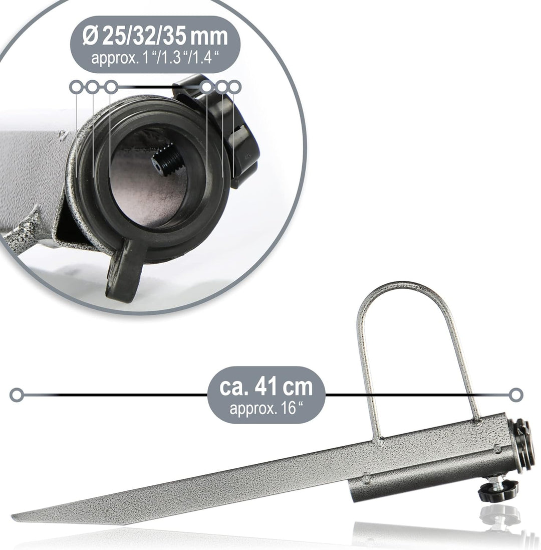 com-four® Sonnenschirmhalter aus massivem Metall - Schirmständer mit Griff, für Kies- und Sandboden