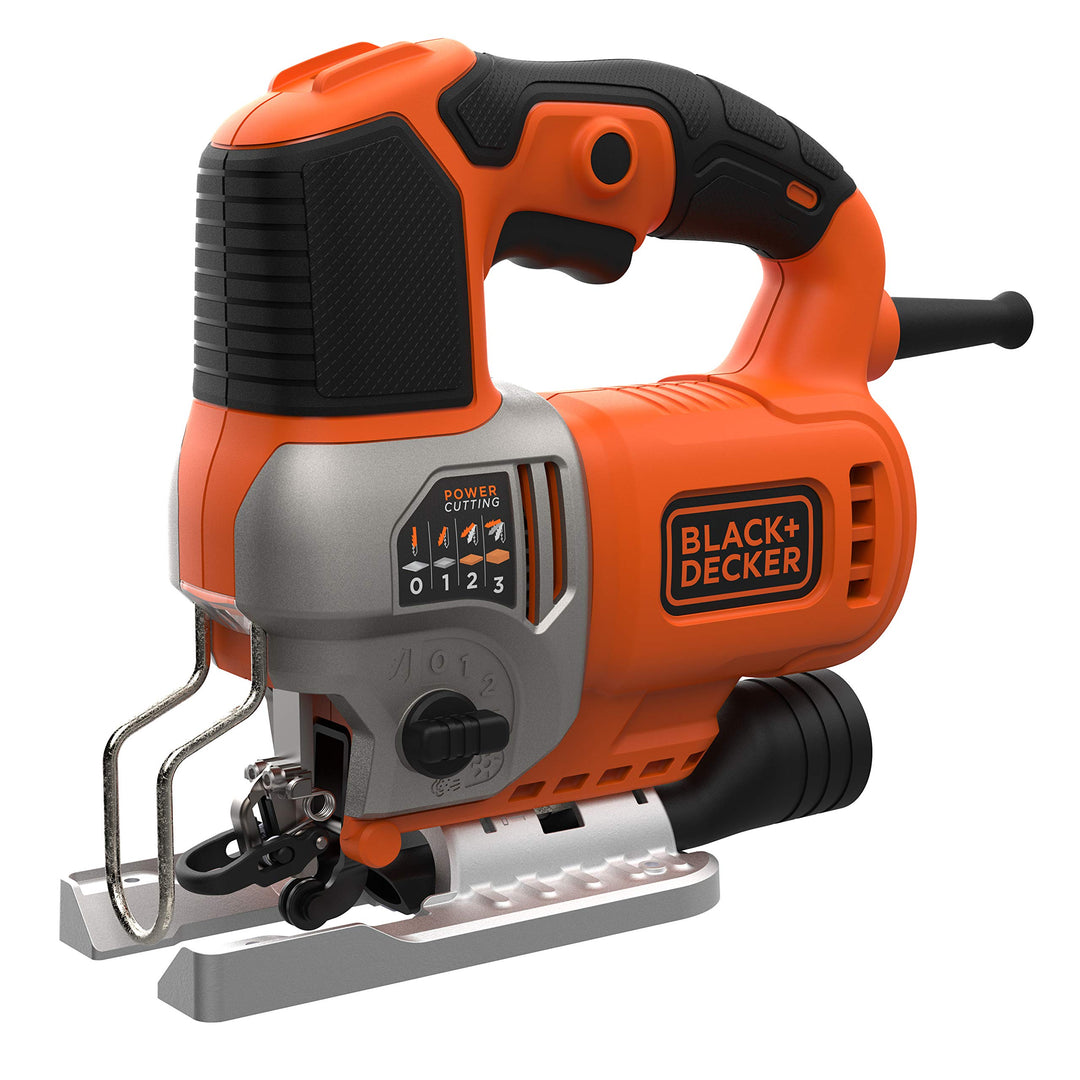 Black+Decker Elektronik-Pendelhub-Stichsäge (650 Watt, 19mm Hublänge, max. 90 mm Schnitttiefe, 3 Pen