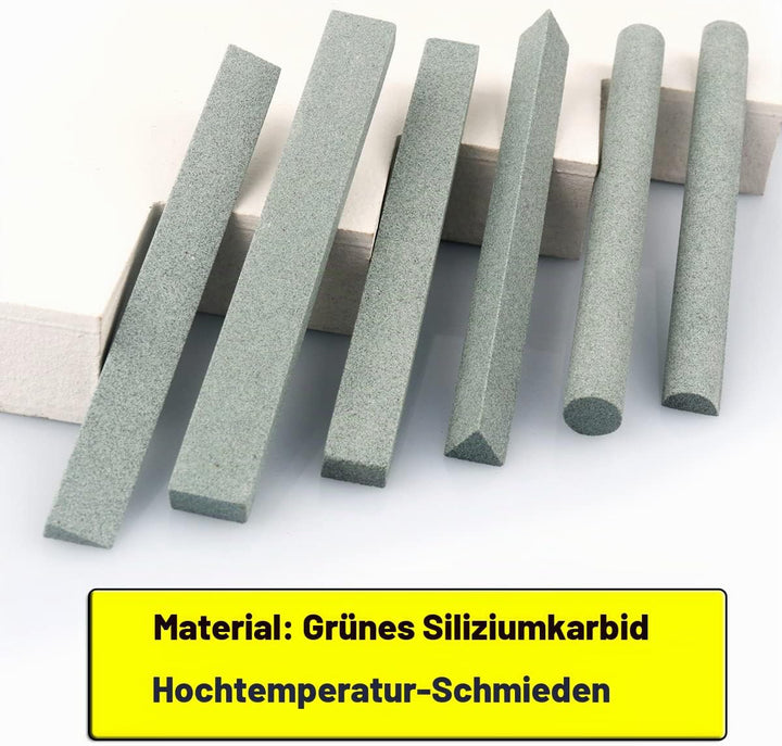 180# Wetzstein-Set, 6 Stück Grüner Kohlenstoff-Ölstein Grobschärfstein-Set zum Schärfen von Meissel,