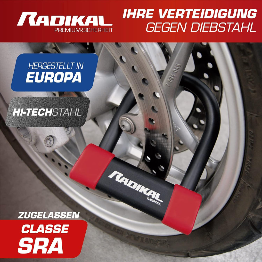 RADIKAL RK120R Bügelschloss mit CLASSE SRA Zulassung, Durchmesser 18mm 85x125, 85x125