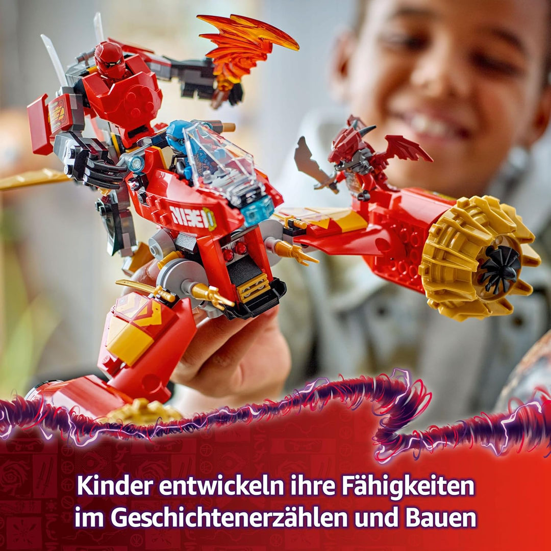 LEGO NINJAGO Kais Sturmreiter-Mech - Fliegendes Motorrad Spielzeug mit 3 Minifiguren - Mech mit bewe
