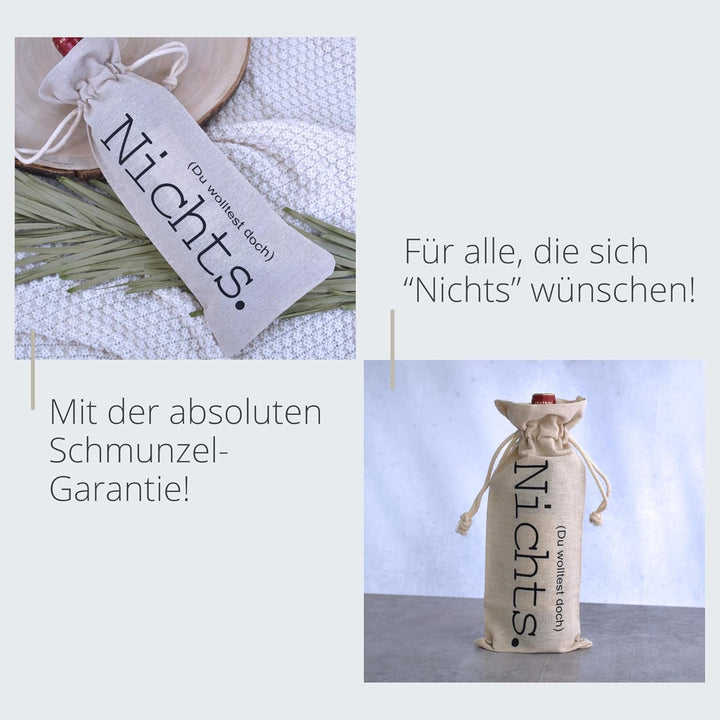 Flaschenbeutel Nichts | Geschenkverpackung "Für alle, die sich nichts wünschen!" | Geschenk zu Weihn