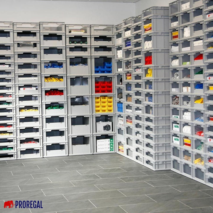 Mega Deal | 10x Proregal Eurobox NextGen Insight | Front offen | HxBxT 17x30x40 cm | Grau HxBxT 17x3