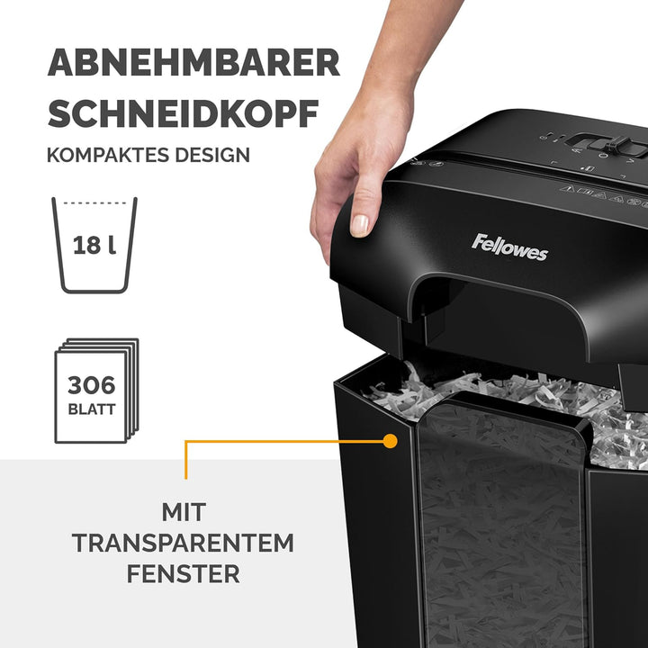 Fellowes Aktenvernichter 11 Blatt (P4), Papierschredder mit Partikelschnitt für Homeoffice und Büro,