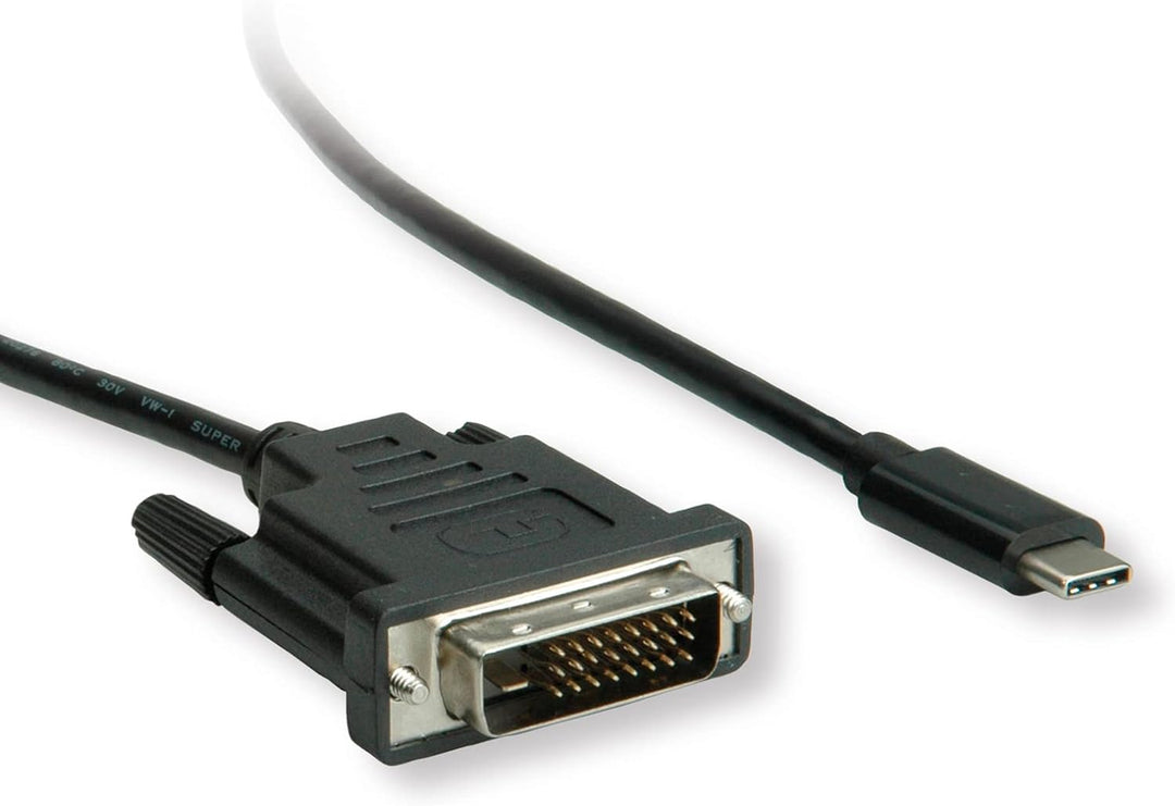 ROLINE USB Typ C - DVI Adapterkabel, ST/ST, 2 m 2m, 2m