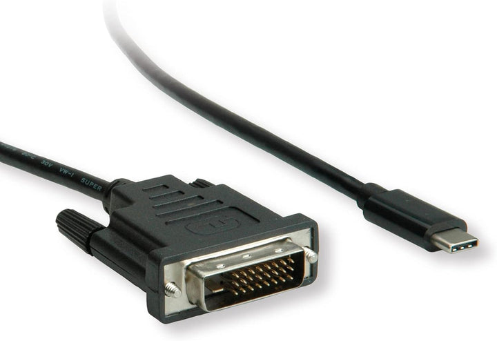 ROLINE USB Typ C - DVI Adapterkabel, ST/ST, 2 m 2m, 2m