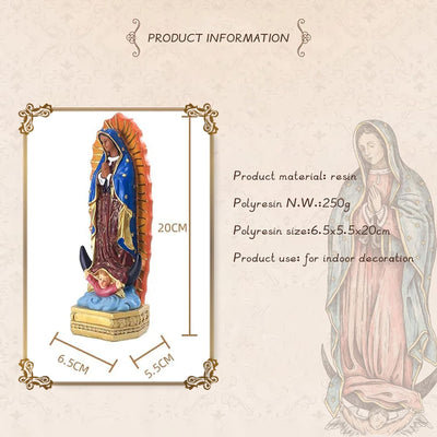 Harzstatue Unserer Lieben Frau von Guadalupe, 20,3 cm Maria Statue Katholisch, Unsere Liebe Frau von