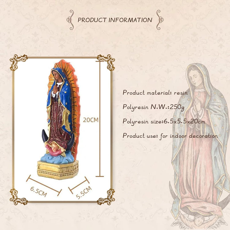 Harzstatue Unserer Lieben Frau von Guadalupe, 20,3 cm Maria Statue Katholisch, Unsere Liebe Frau von