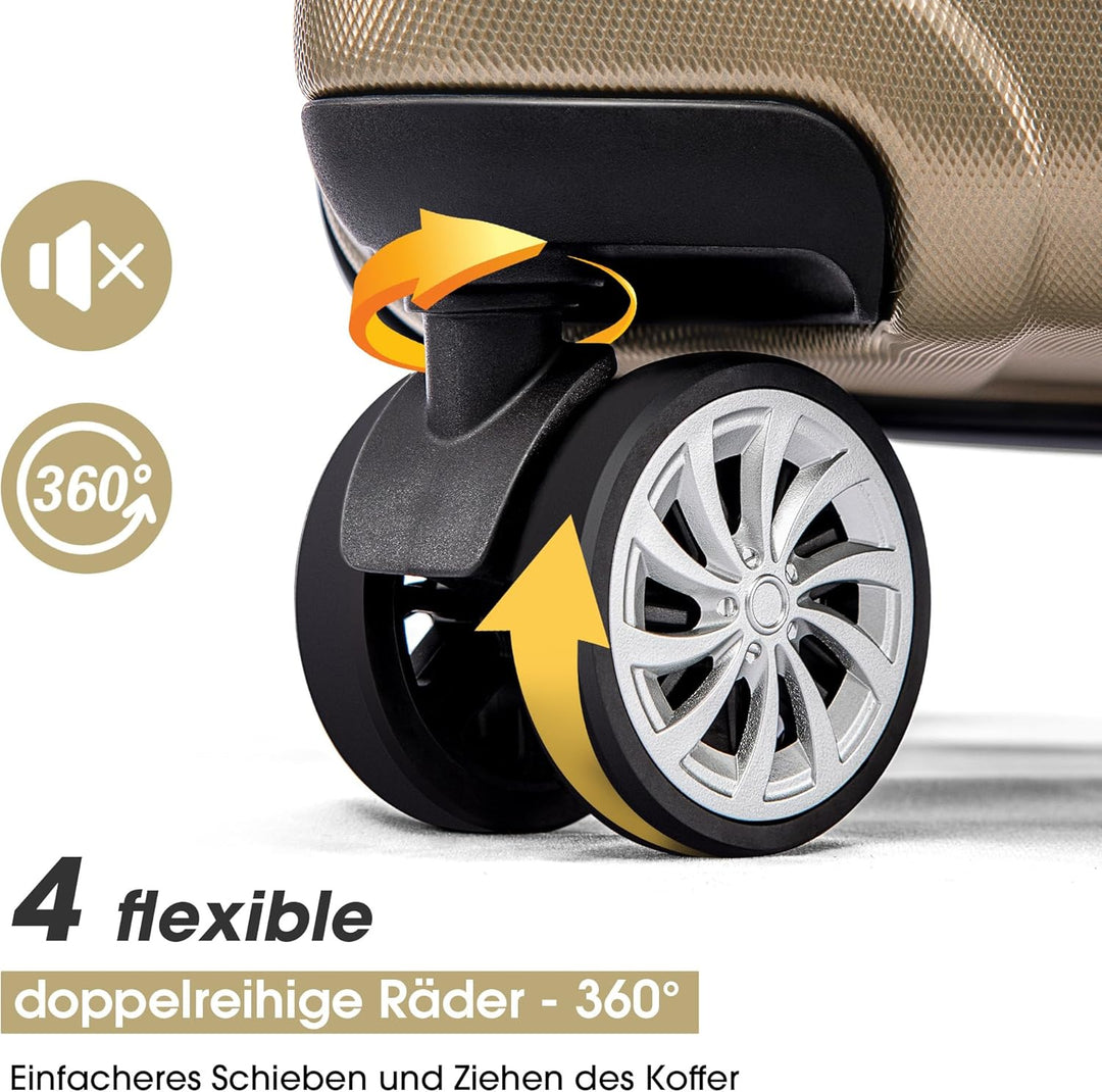 Merax Hartschalenkofferset Hartschalenkoffer Reisekoffer Set, Trolley Koffer mit TSA-Schloss und Uni