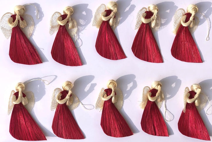 Rote Engel (10er Pack) zum aufhängen, Höhe 15 cm