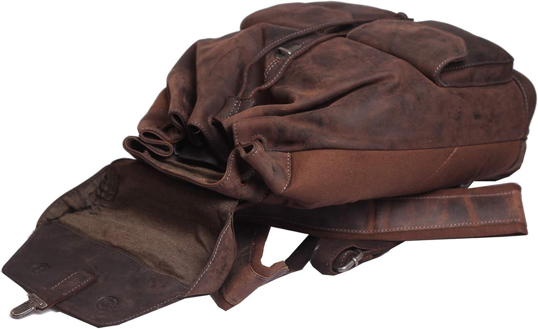 Greenburry Vintage Umhängetasche Braun 32x36x15cm Ledertasche Rucksack
