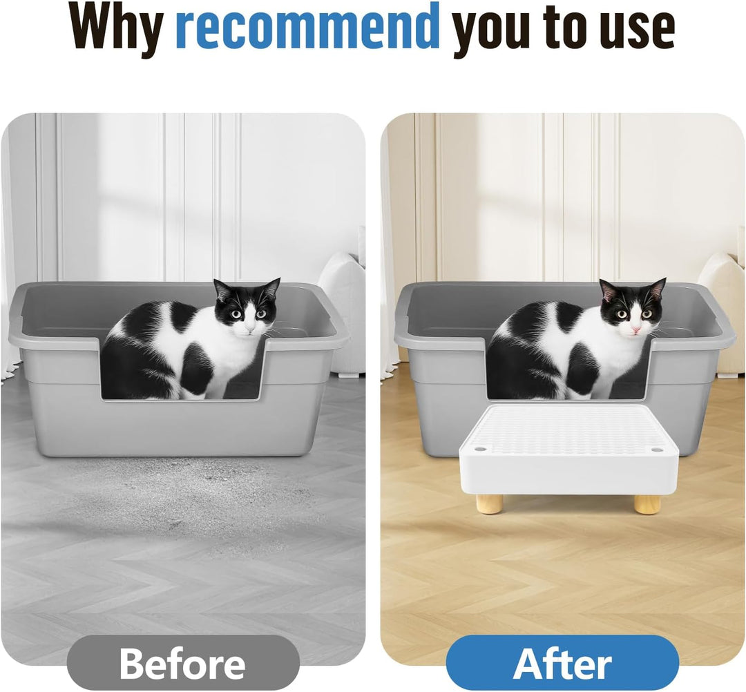 Katzentoilettenrampe, Katzen Treppen & Stufen mit Holzfüsse Filterfunktion, leicht zu reinigender Ti