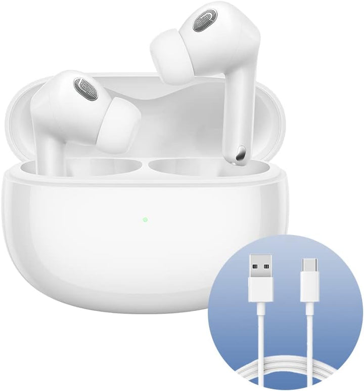 Xiaomi Buds 3T Pro (Gloss White) mit USB-C-Kabel 1 m, Bluetooth 5.2 Verbindung, Geräuschunterdrückun